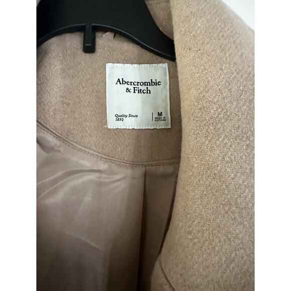 Abercrombie & Fitch Wool blend oversized boxy light brown tan coat sz Medium - Picture 4 of 9